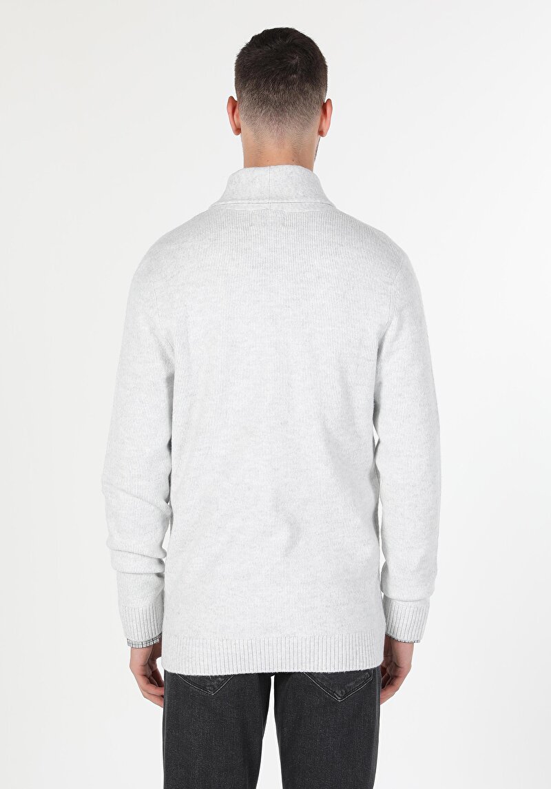 Imagine a Cardigan De Barbati Alb Slim Fit Cl1059692