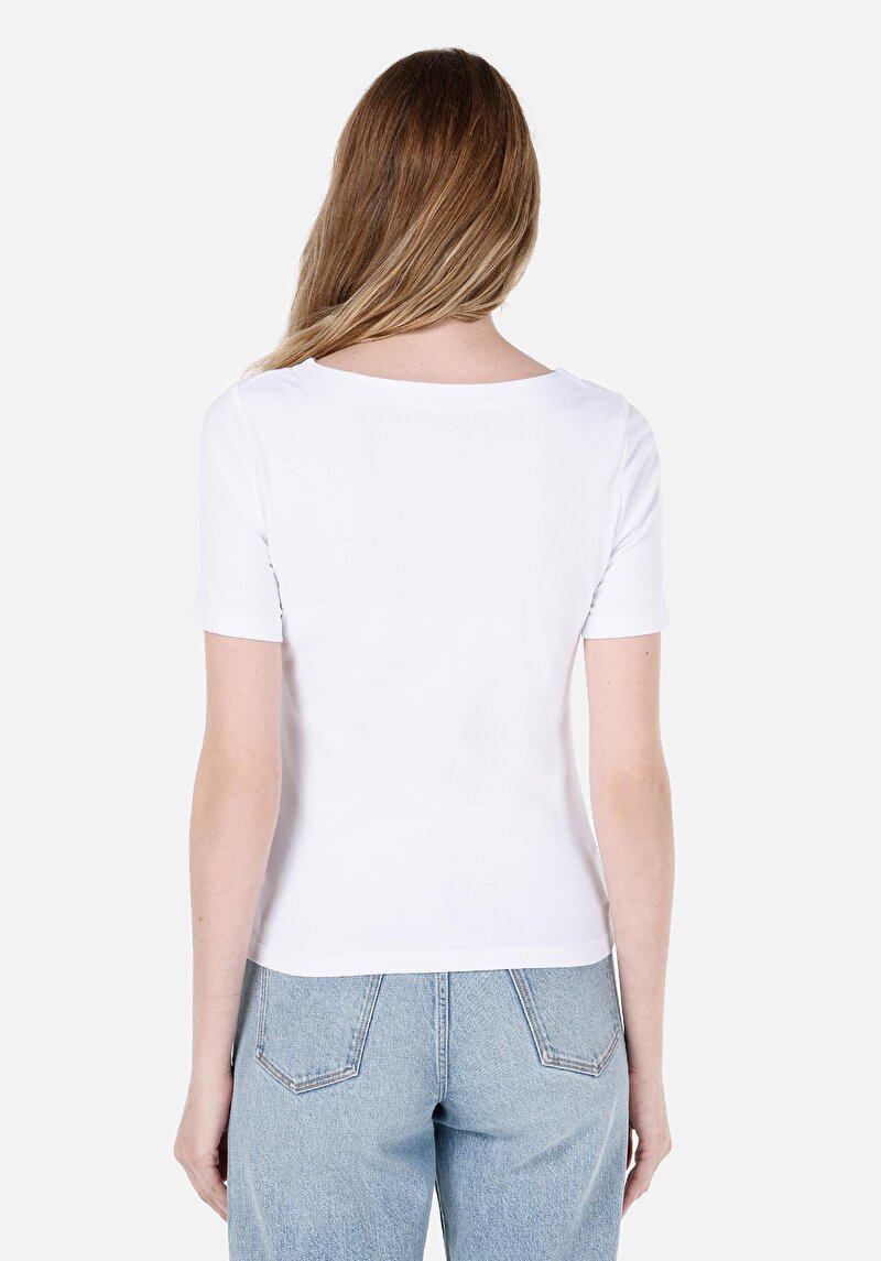 Imagine a Tricou Cu Maneca Scurta De Dama Alb Slim Fit Cl1058493