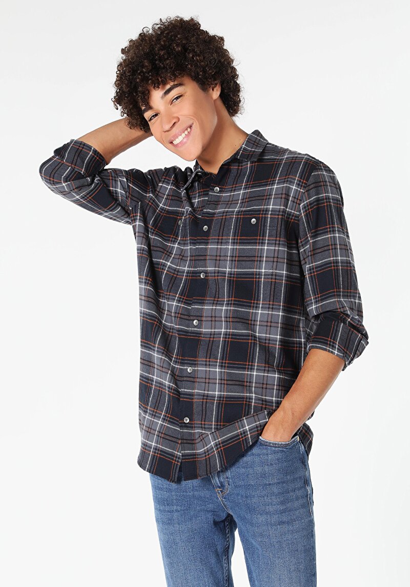 Imagine a Camasa Cu Maneca Lunga De Barbati Antracit Regular Fit  Cl1059702