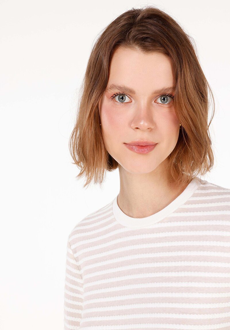 Afișați detalii pentru Tricou Cu Maneca Lunga De Dama Bej Regular Fit  Cl1070221