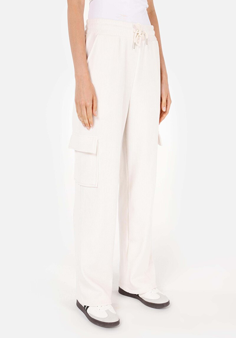 Afișați detalii pentru Regular Fit Mid Waist Pantaloni De Trening Pentru Femei Ecru