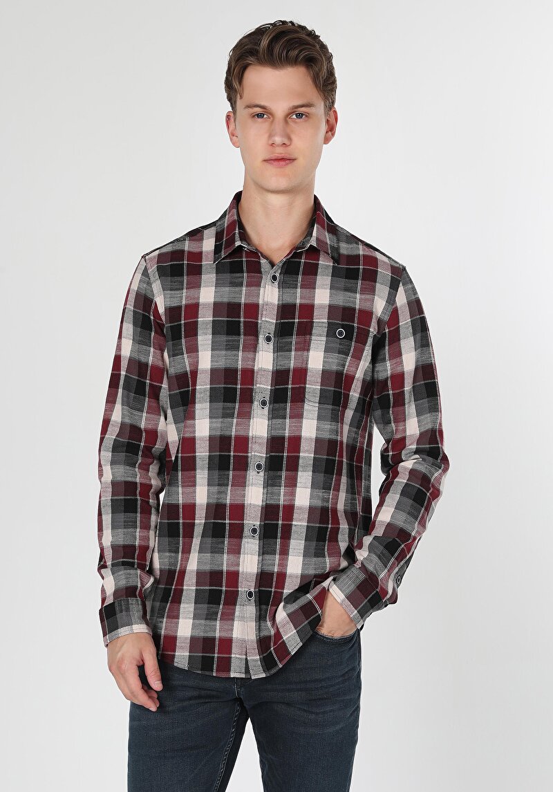 Afișați detalii pentru Camasa Cu Maneca Lunga De Barbati Bordo   Cl1059714