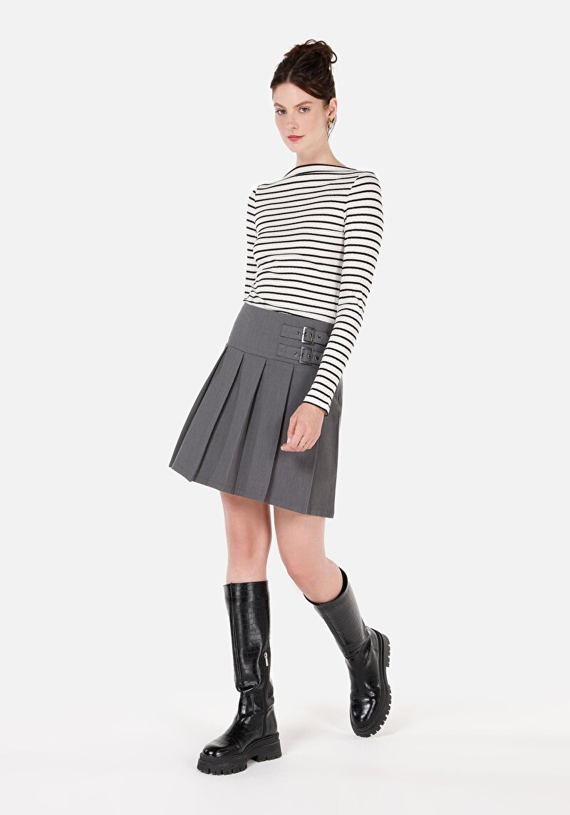 Imagine a Slim Fit Boat Collar Tricou Alb Cu Mânecă Lungă Pentru Femei