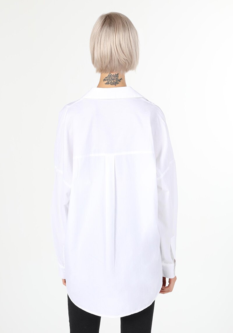 Afișați detalii pentru Bluza Cu Maneca Lunga De Dama Alb Relaxed Fit  Cl1059741