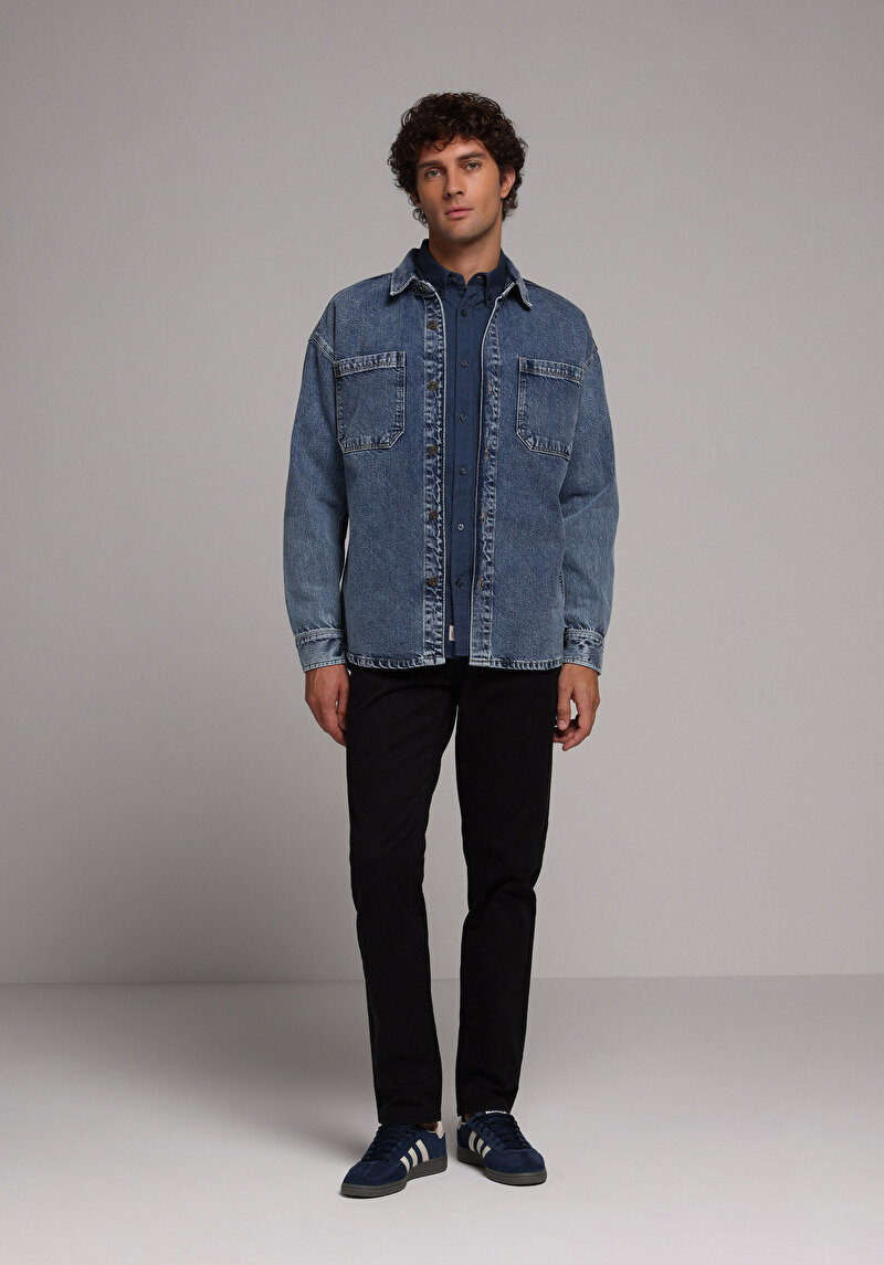 Imagine a Pantaloni De Barbati Negru Straight Fit Cl1049744