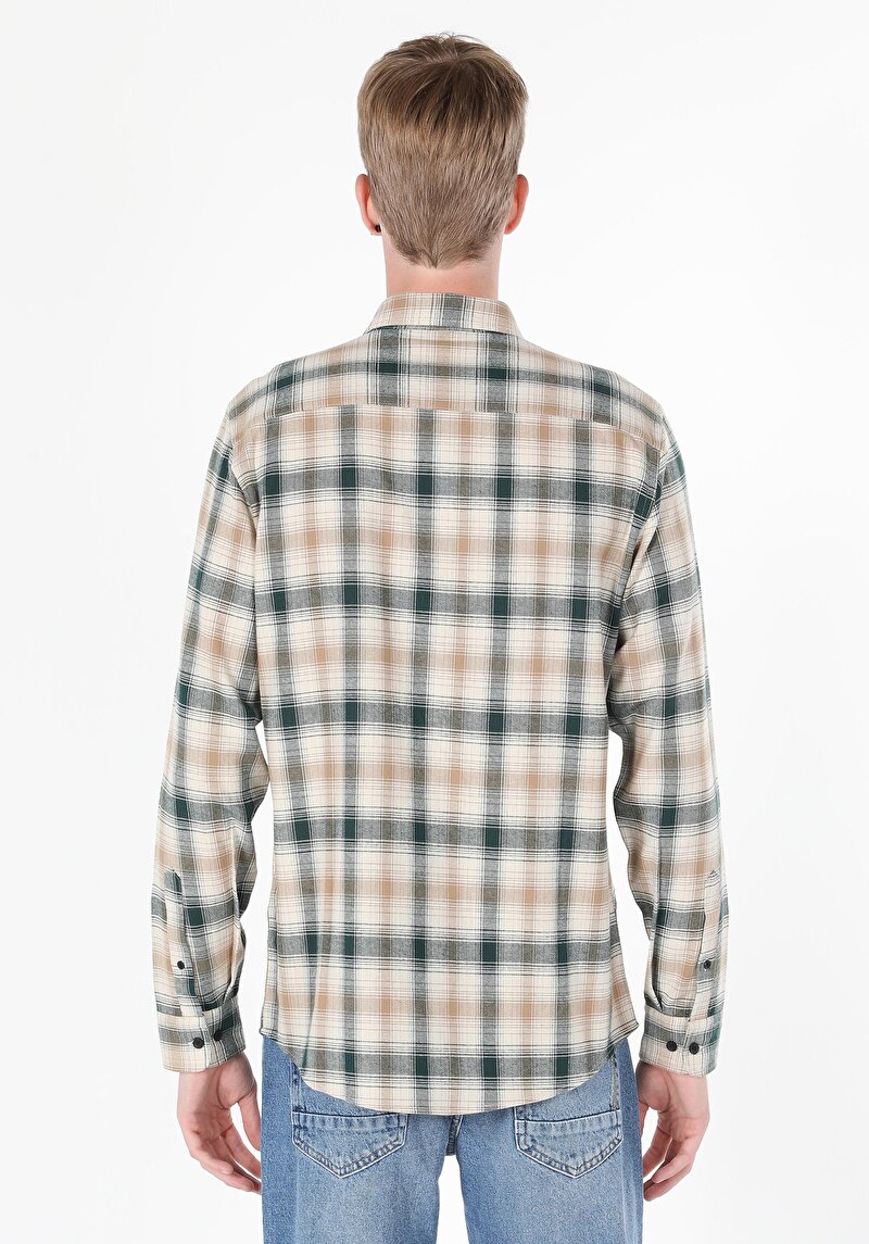 Afișați detalii pentru Camasa Cu Maneca Lunga De Barbati Kaki Regular Fit  Cl1059766