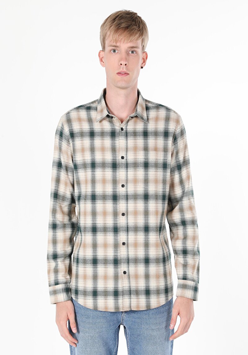 Afișați detalii pentru Camasa Cu Maneca Lunga De Barbati Kaki Regular Fit  Cl1059766