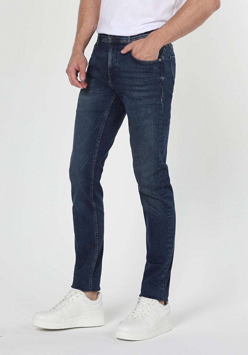 Afișați detalii pentru Pantaloni De Barbati Albastru Inchis Slim Fit 041 Danny Cl1063366