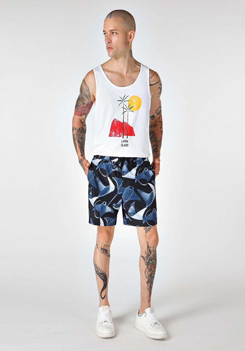 Imagine a Short De Plaja De Barbati Negru Regular Fit Cl1063398