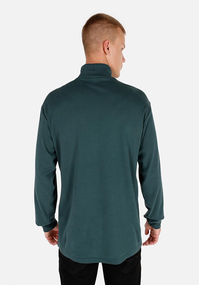 Imagine a Comfort Fit Turtleneck Drept Bărbați Verde Tricou Cu Mânecă Lungă