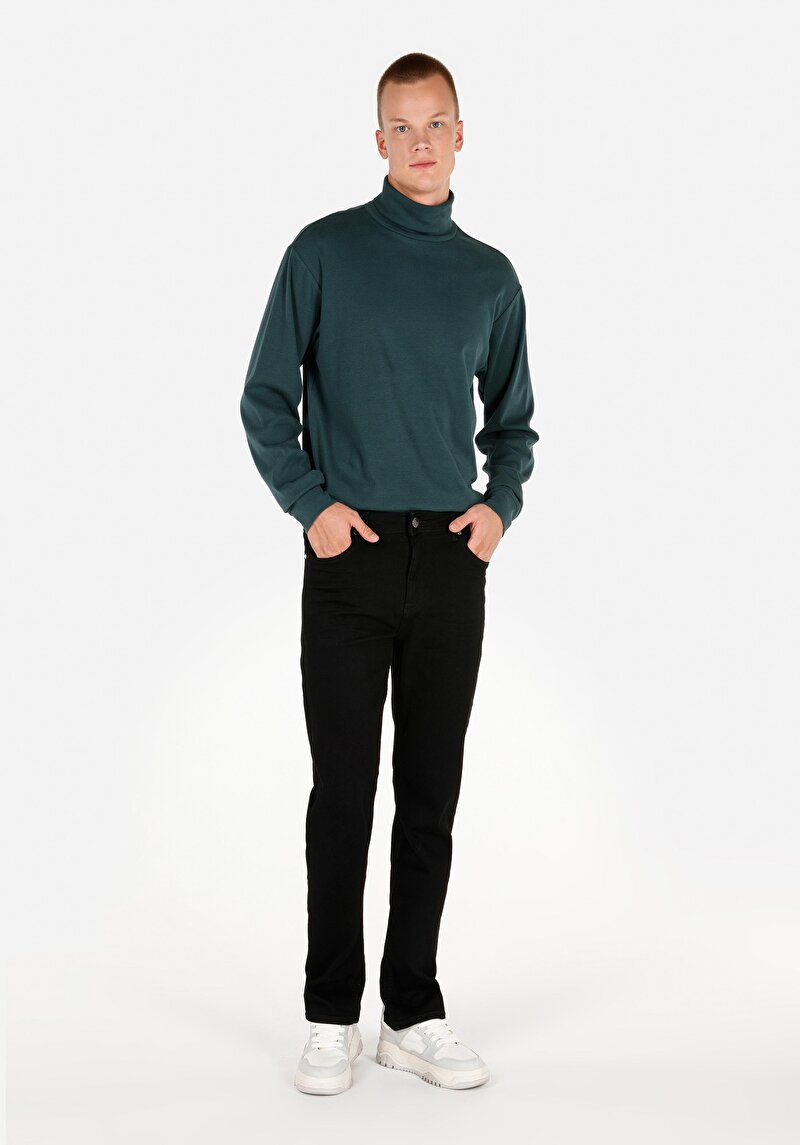 Imagine a Comfort Fit Turtleneck Drept Bărbați Verde Tricou Cu Mânecă Lungă