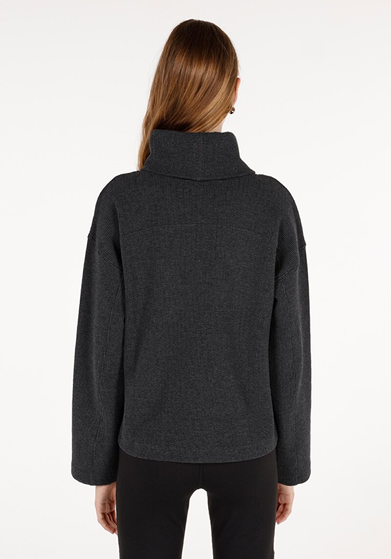 Imagine a Regular Fit Tricou Cu Mânecă Lungă Antracit Pentru Femei