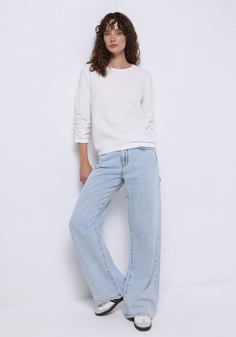 Afișați detalii pentru Tricou Cu Maneca Lunga De Dama Alb Regular Fit  Cl1070245