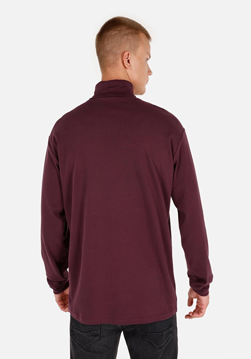 Afișați detalii pentru Confort Fit Turtleneck Drept Bărbați Violet Tricou Cu Mânecă Lungă