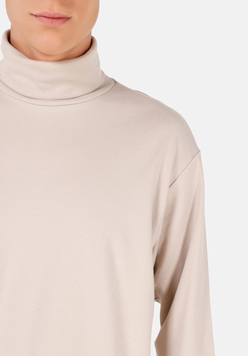 Afișați detalii pentru Confort Fit Turtleneck Drept Bărbați Stone Tricou Cu Mânecă Lungă