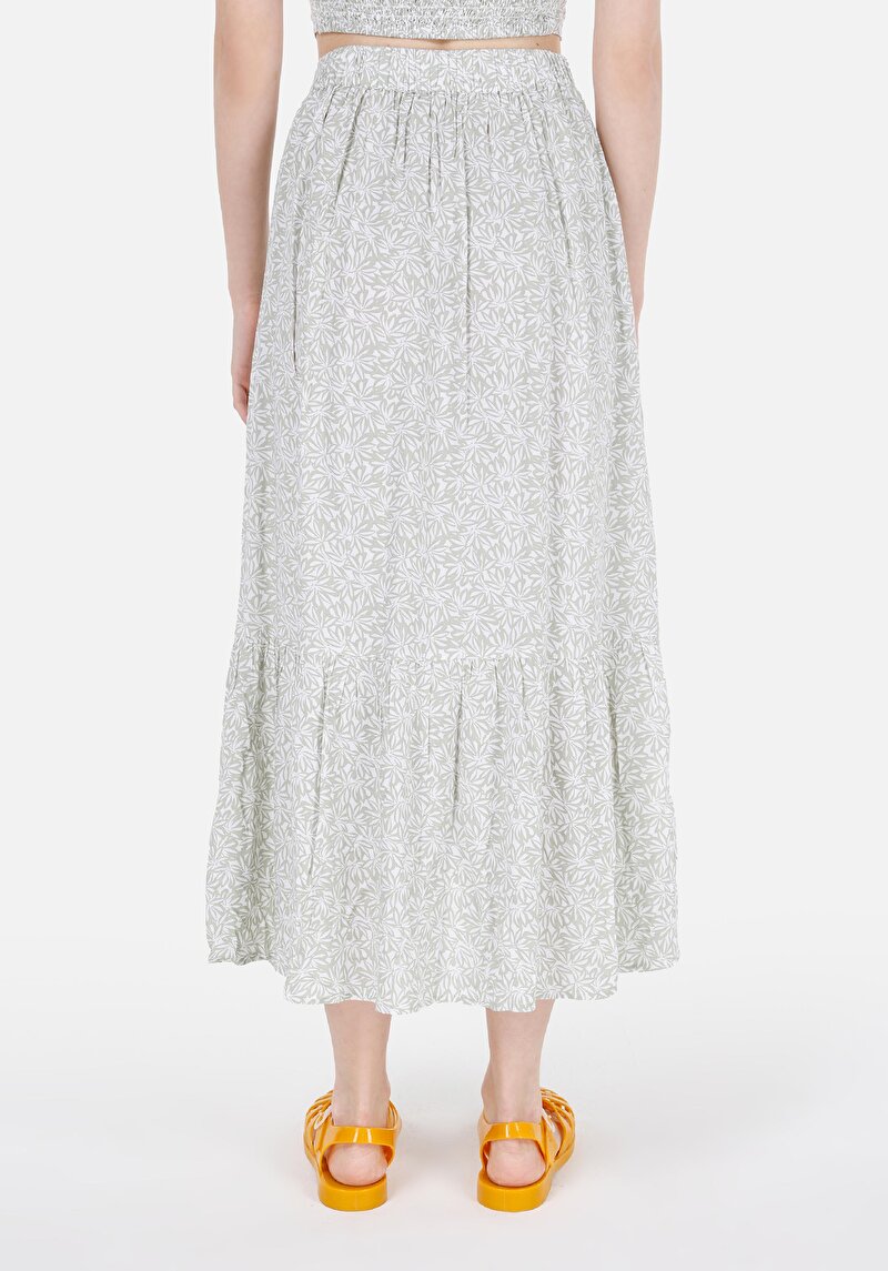 Afișați detalii pentru Fustă Midi Floral Cu Nasturi Fusta Verde Pentru Femei