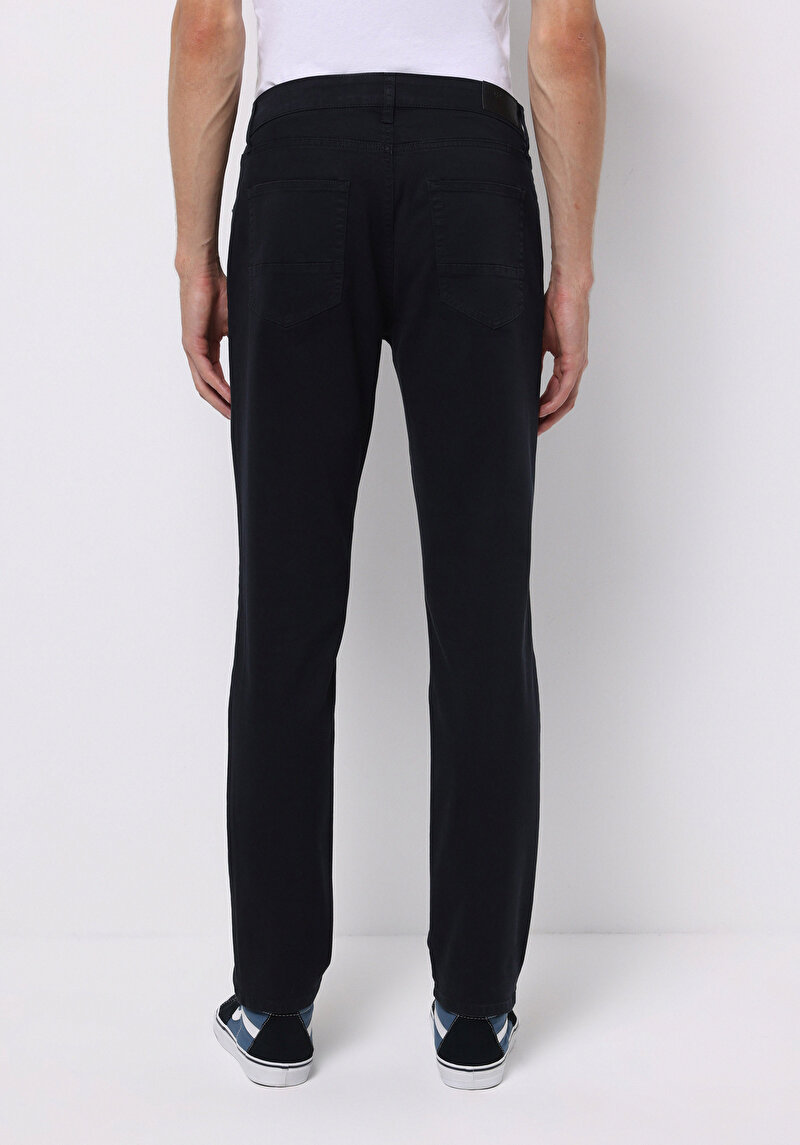 Afișați detalii pentru Pantaloni Bleumarin Pentru Bărbați Cu Talie Joasă Și Picior Drept