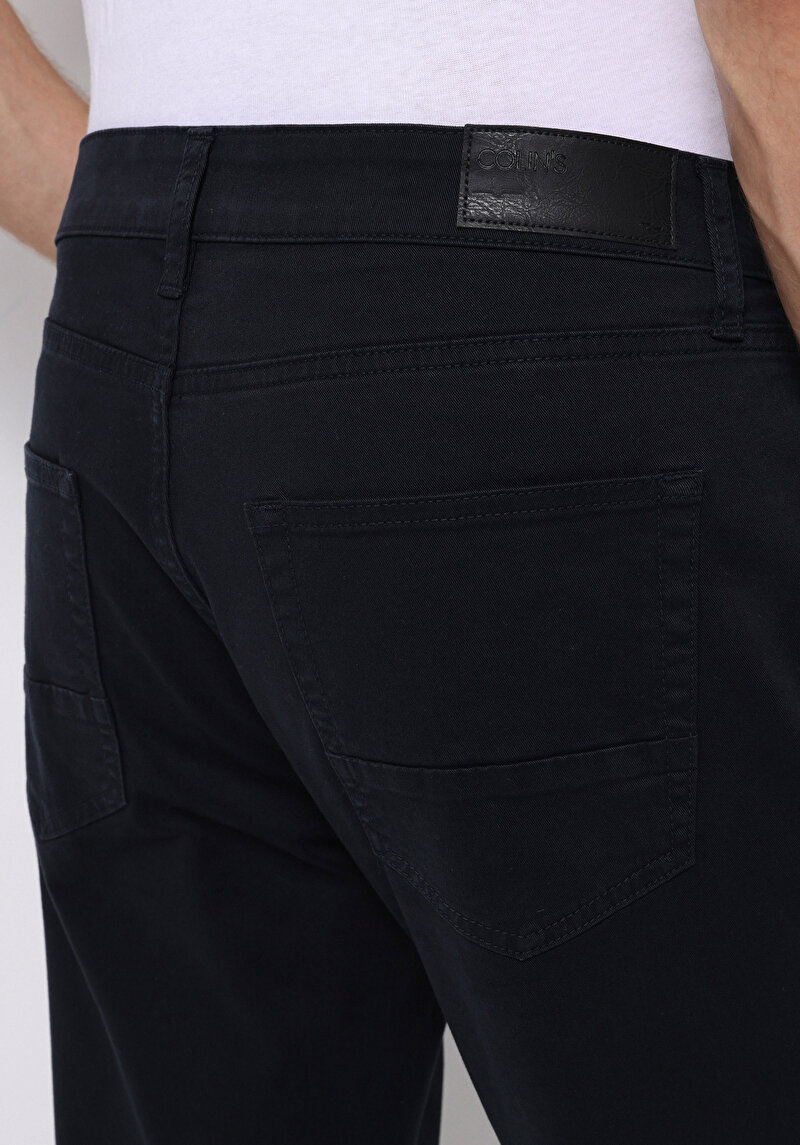 Afișați detalii pentru Pantaloni Bleumarin Pentru Bărbați Cu Talie Joasă Și Picior Drept