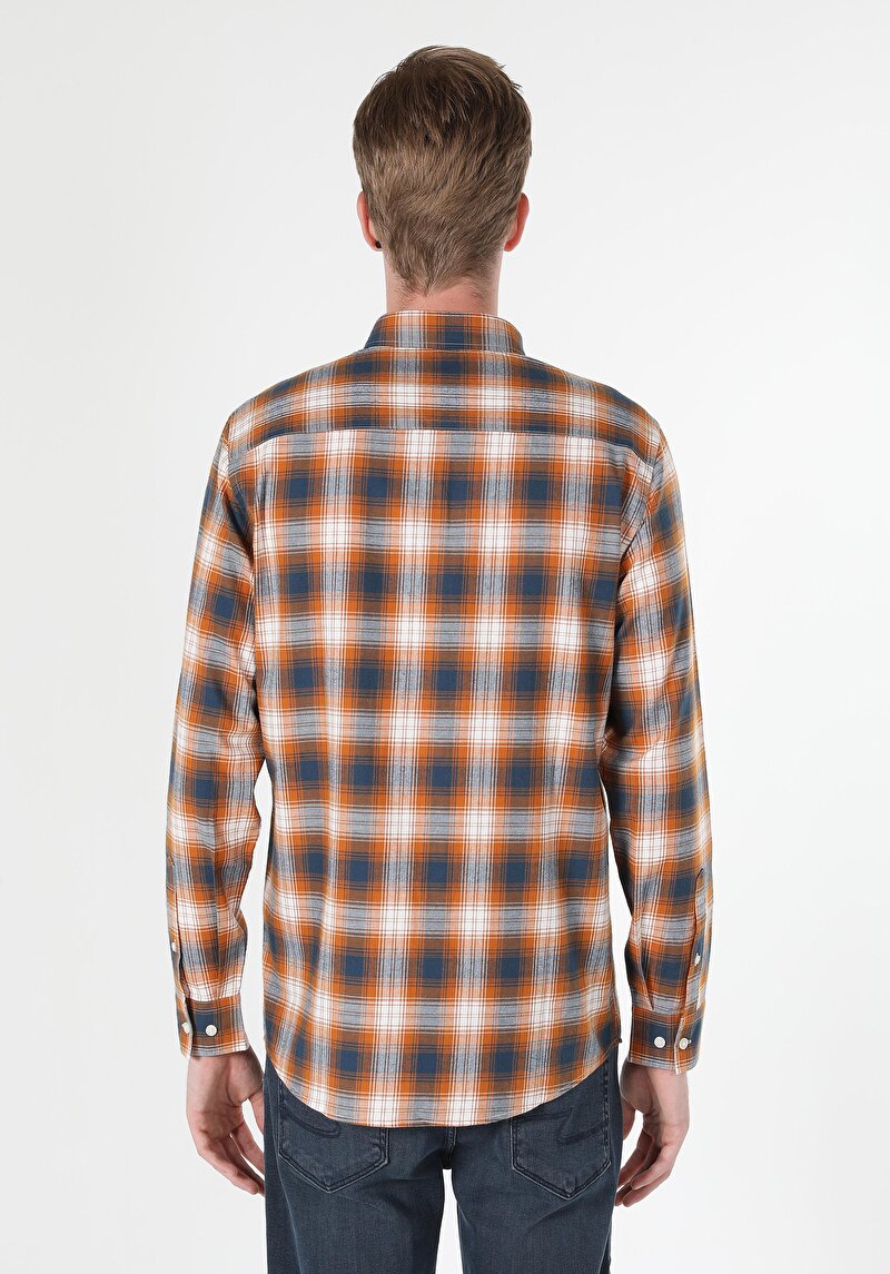 Afișați detalii pentru Cămașă Cu Gât În Carouri Cămașă Cu Mânecă Lungă Sari Pentru Bărbați