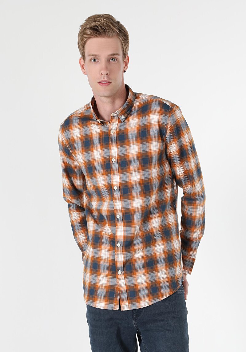 Afișați detalii pentru Cămașă Cu Gât În Carouri Cămașă Cu Mânecă Lungă Sari Pentru Bărbați