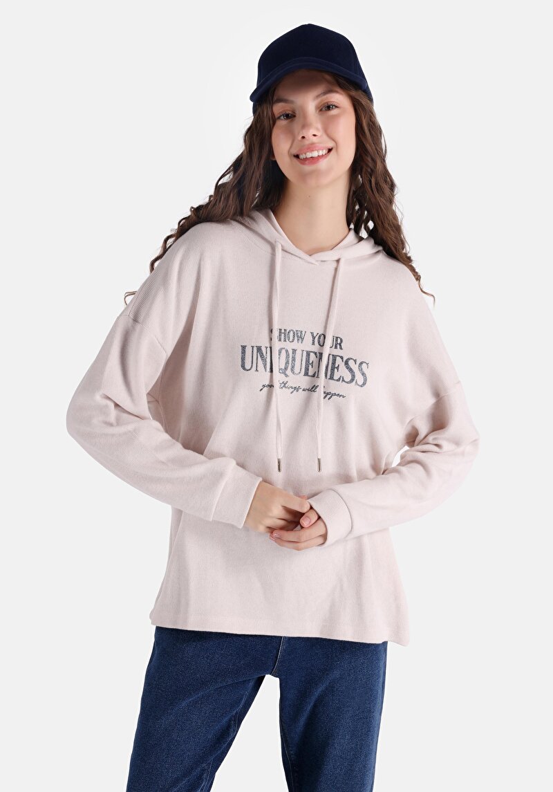 Imagine a Tricou Cu Maneca Lunga De Dama Ecru Regular Fit  Cl1066291