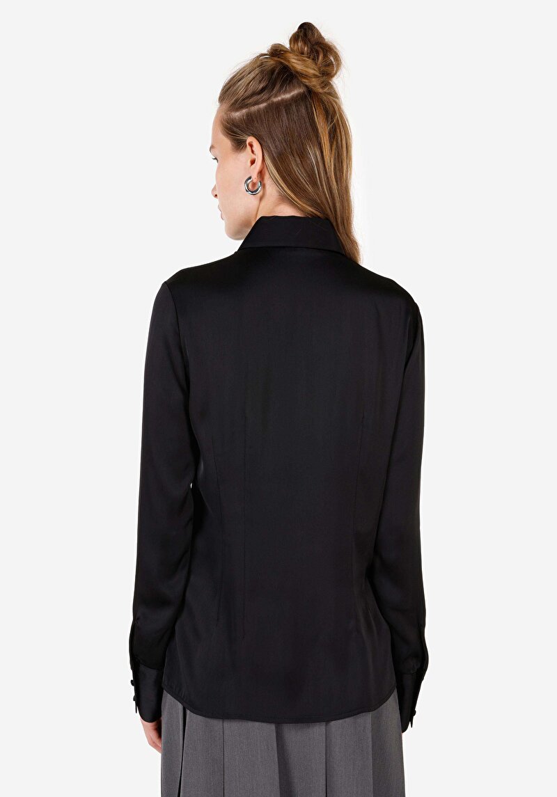 Afișați detalii pentru Camasa Cu Maneca Lunga De Dama Negru Slim Fit  Cl1070287