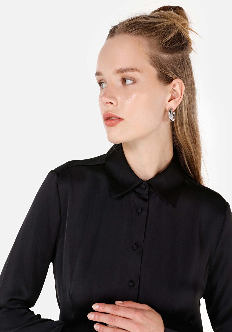 Afișați detalii pentru Camasa Cu Maneca Lunga De Dama Negru Slim Fit  Cl1070287