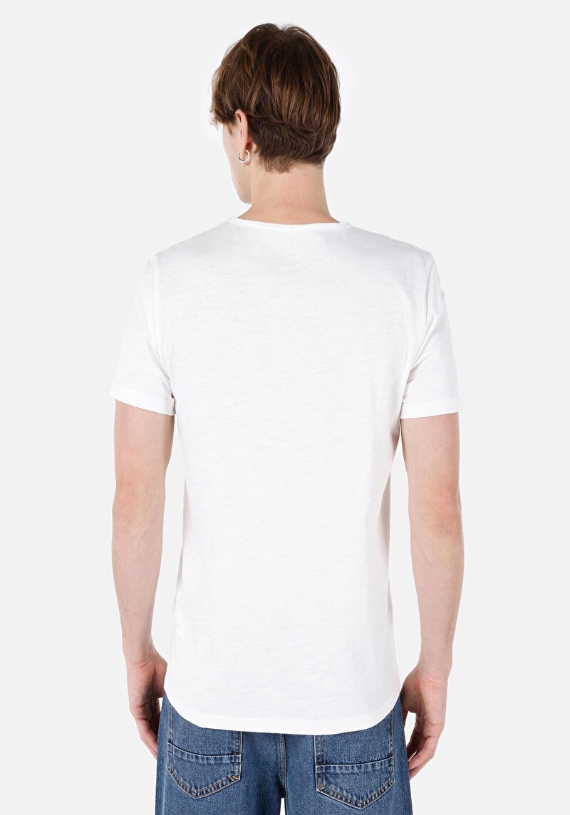Imagine a Regular Fit Round Neck Drept Bărbați Alb Mânecă Scurtă Tricou