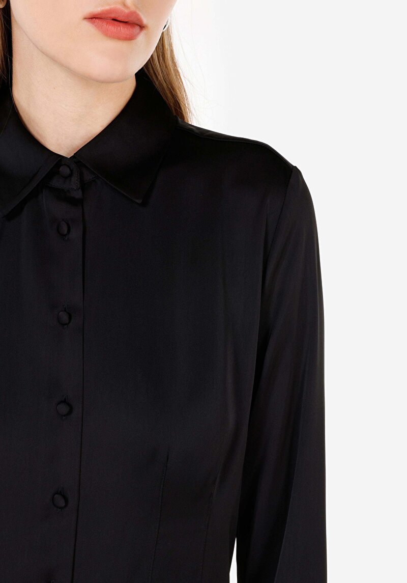 Afișați detalii pentru Camasa Cu Maneca Lunga De Dama Negru Slim Fit  Cl1070287