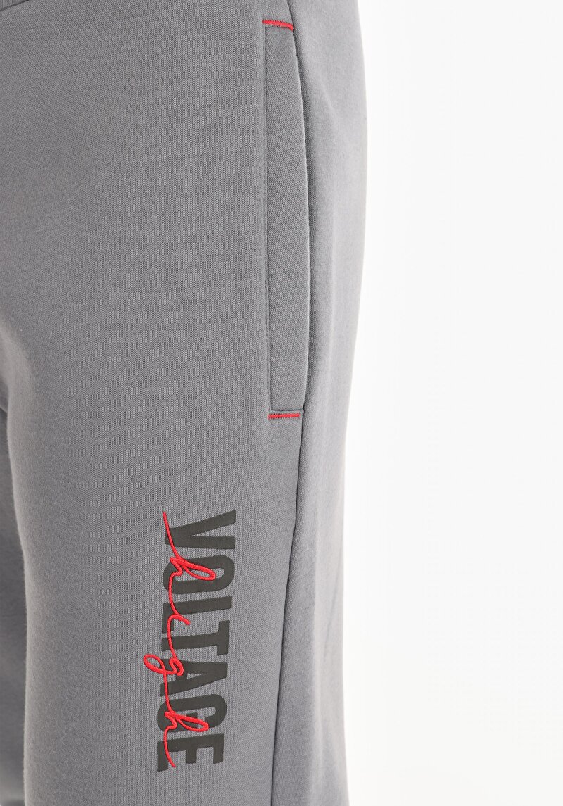 Afișați detalii pentru Regular Fit Talie Medie Pantaloni De Trening Gri Pentru Bărbați