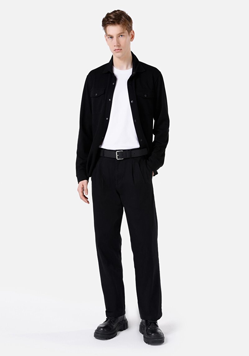 Imagine a Fit Talie Medie Picior Drept Pantaloni Negri Pentru Bărbați