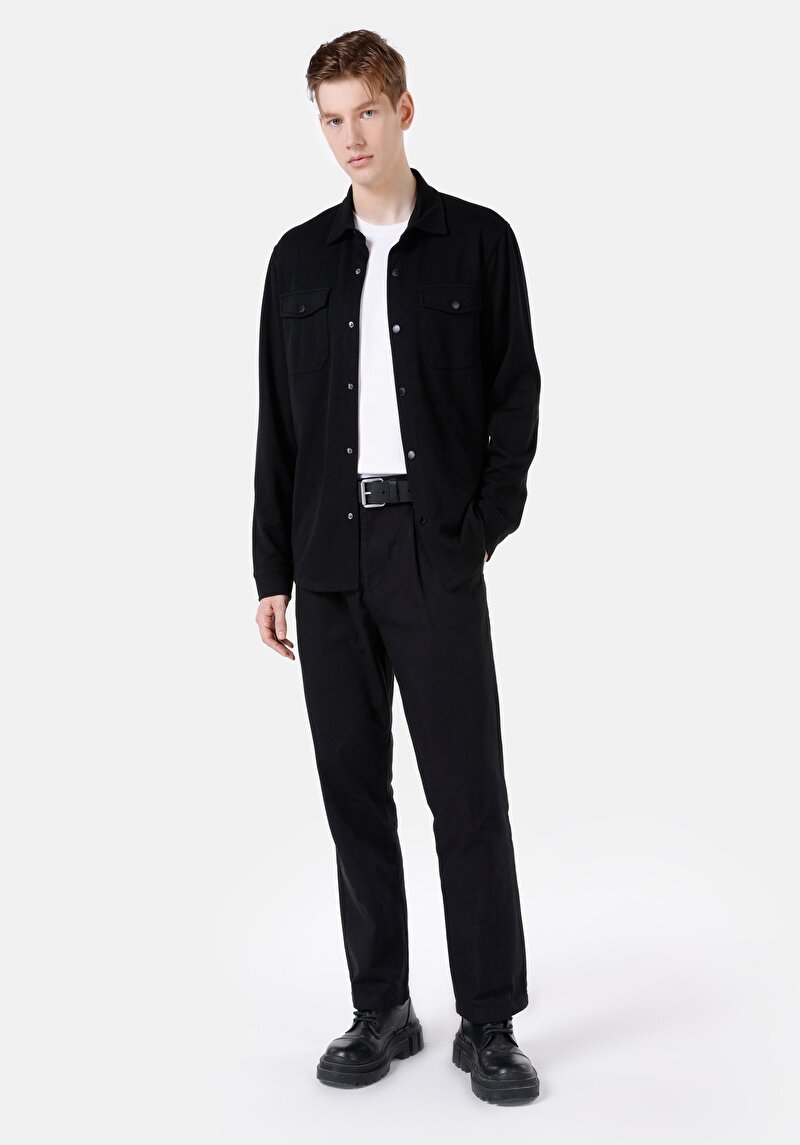 Imagine a Fit Talie Medie Picior Drept Pantaloni Negri Pentru Bărbați