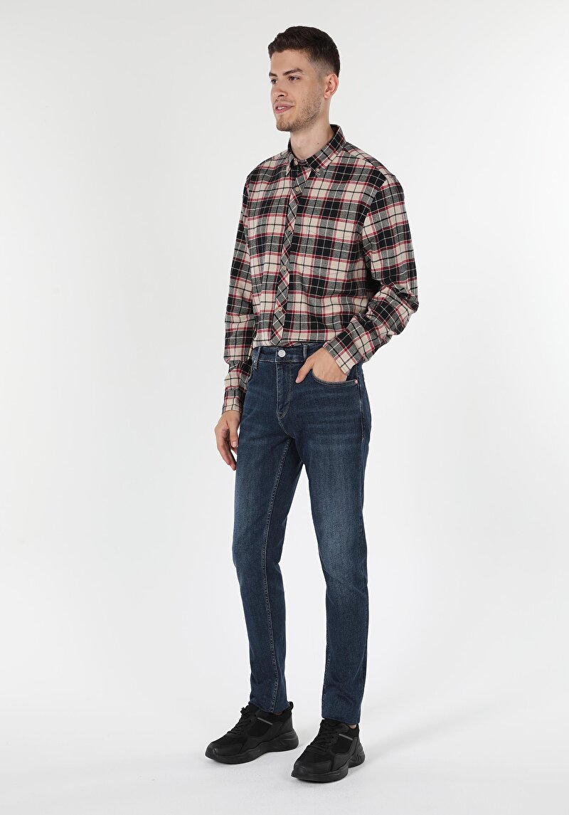 Afișați detalii pentru Pantaloni De Barbati Albastru Inchis Slim Fit 041 Danny Cl1061339