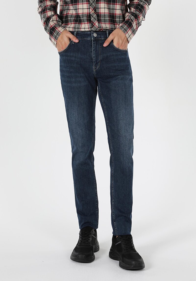 Afișați detalii pentru Pantaloni De Barbati Albastru Inchis Slim Fit 041 Danny Cl1061339