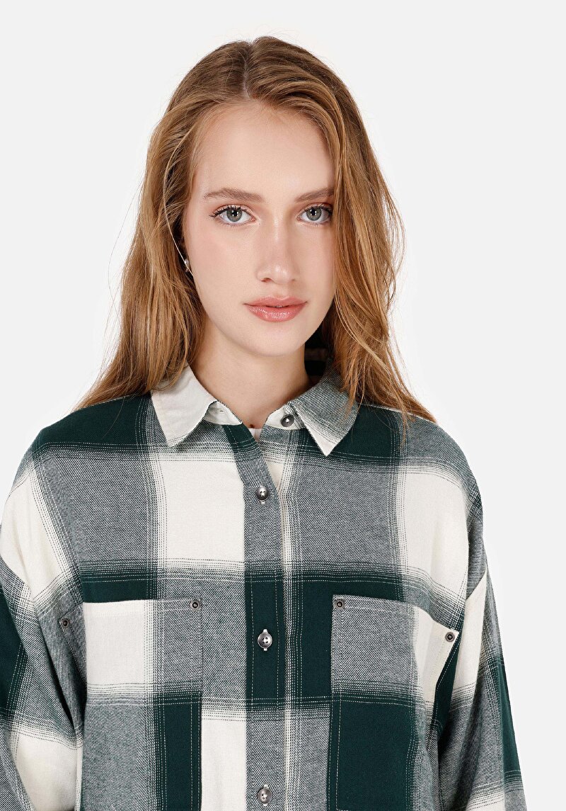 Afișați detalii pentru Camasa Cu Maneca Lunga De Dama Verde Relax Fit  Cl1070302