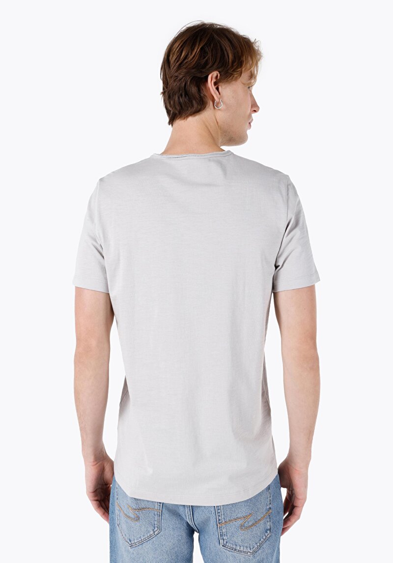 Imagine a Regular Fit V-Neck Drept Bărbați Stone Tricou Cu Mânecă Scurtă