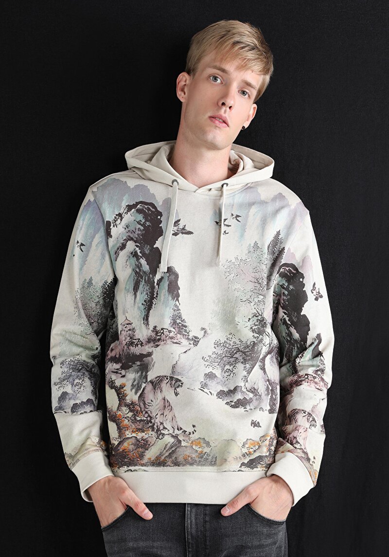 Imagine a Hanorac / Bluza De Barbati Alb Regular Fit  Cl1059897