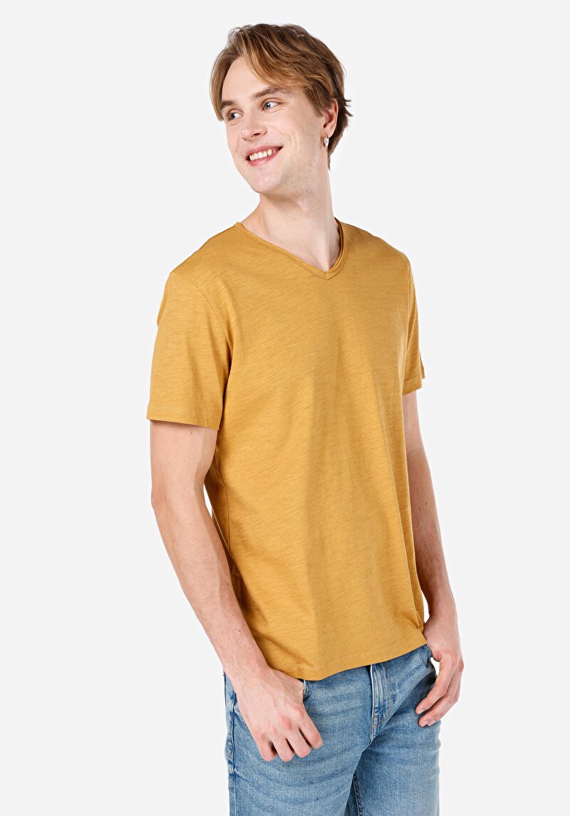 Imagine a Tricou Cu Mânecă Scurtă Sari Pentru Bărbați Cu Decolteu În V Cu Decolteu În V