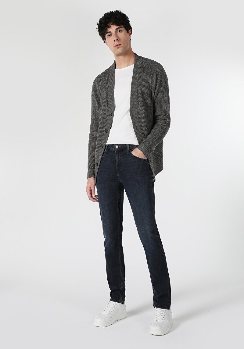 Imagine a Pantaloni De Barbati Albastru Marin Straight Fit 044 Karl Cl1061356