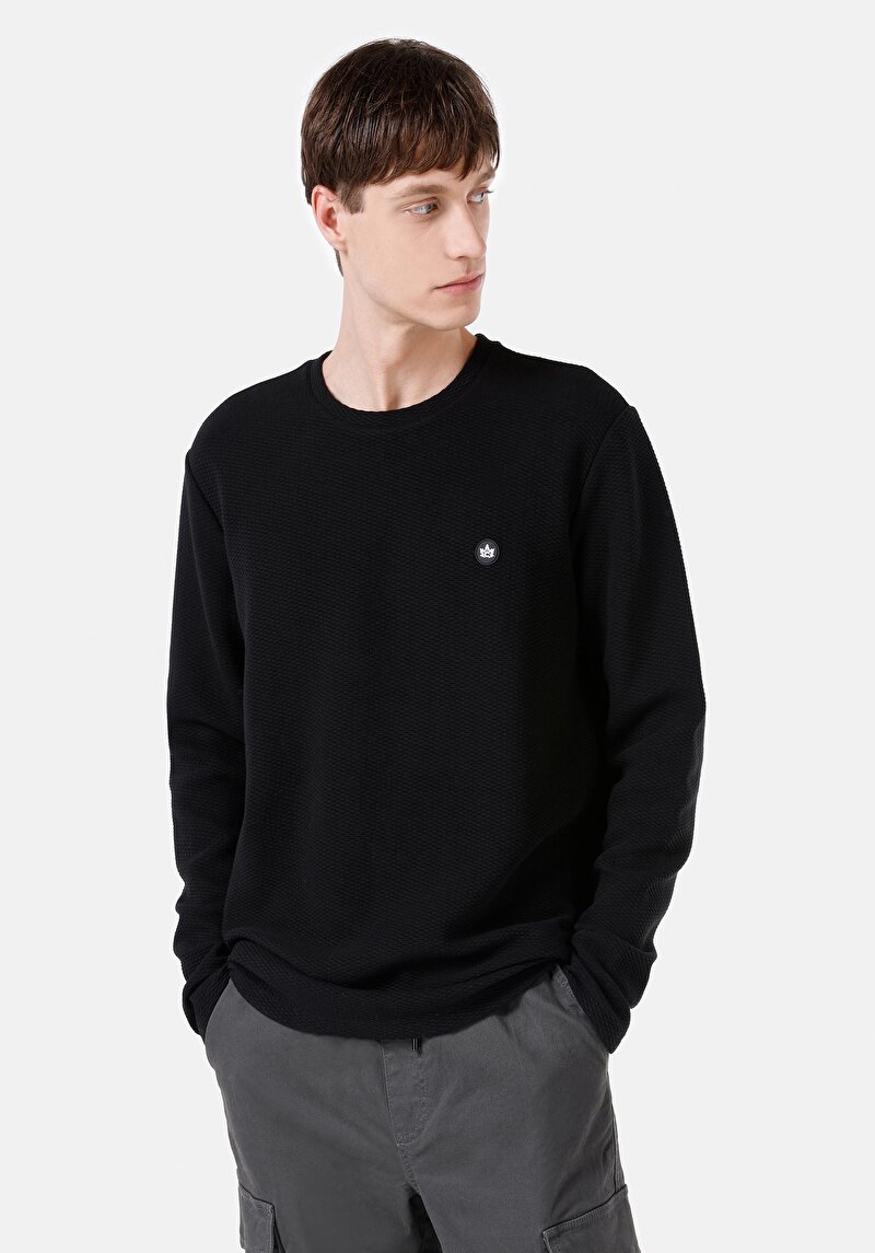 Imagine a Tricou Cu Maneca Lunga De Barbati Negru Regular Fit  Cl1066758