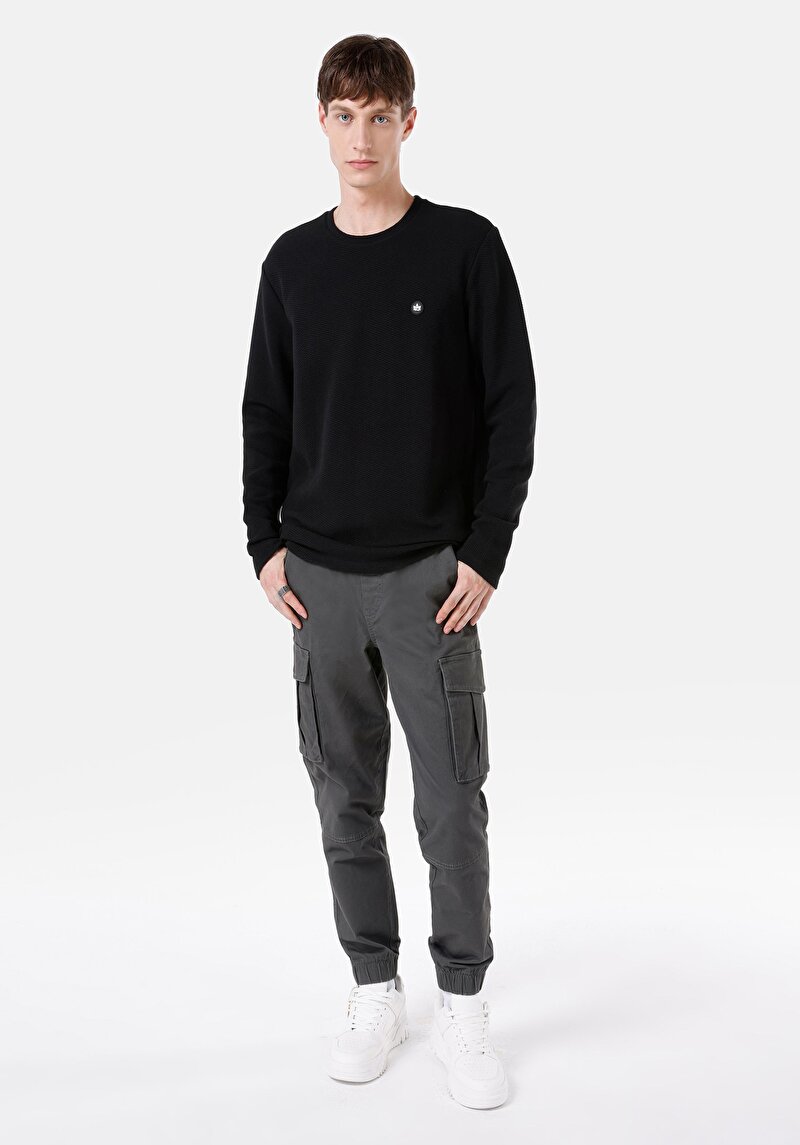 Afișați detalii pentru Tricou Cu Maneca Lunga De Barbati Negru Regular Fit  Cl1066758