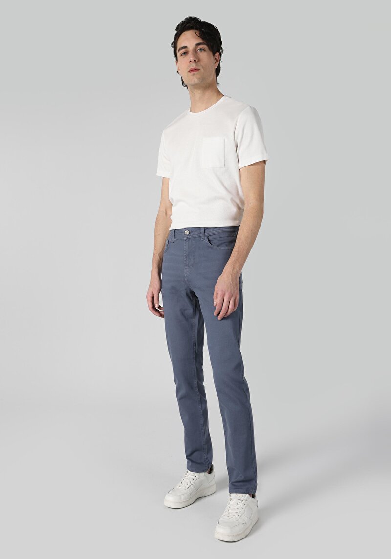 Imagine a Pantaloni De Barbati Albastru Straight Fit  Cl1063422