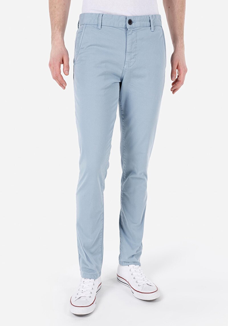Imagine a Pantaloni Albaștri Pentru Bărbați Slim Fit Mid Waist Straight Leg