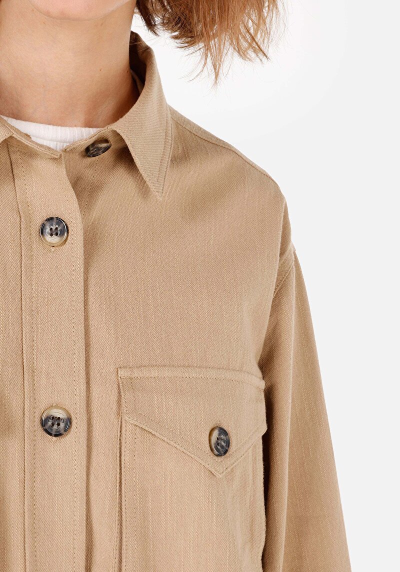 Afișați detalii pentru Camasa Cu Maneca Lunga De Dama Bej Regular Fit  Cl1070308