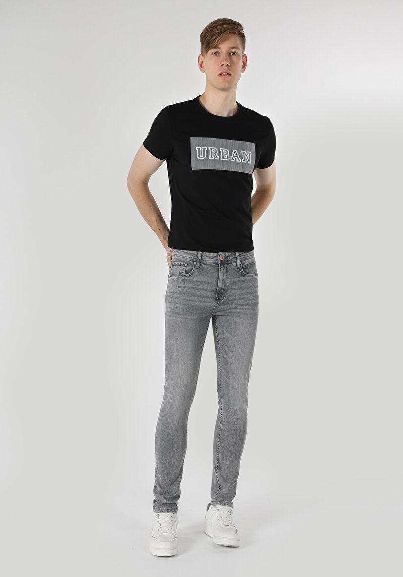 Afișați detalii pentru Blugi Gri Pentru Bărbați Cu Talie Înaltă Și Talie Înaltă