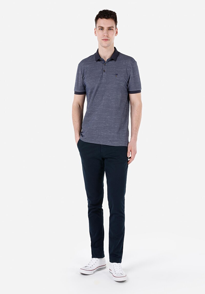 Imagine a Pantaloni Slim Fit Mid Waist Straight Leg Bleumarin Pentru Bărbați