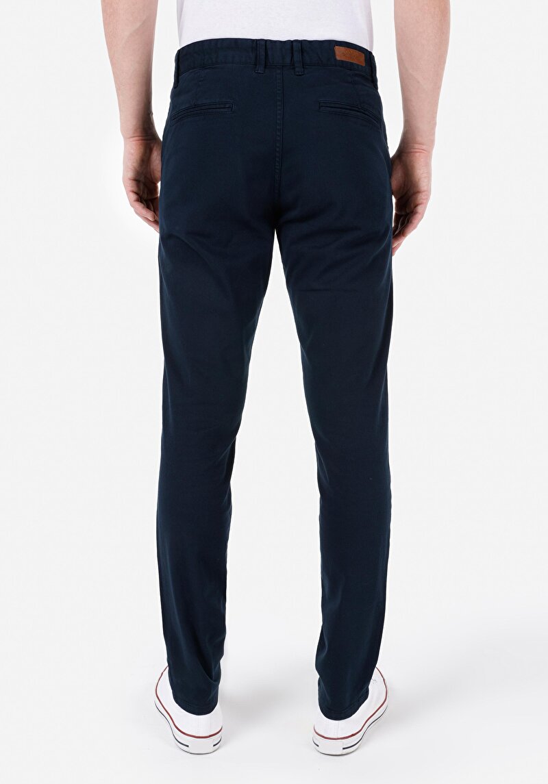 Afișați detalii pentru Pantaloni Slim Fit Mid Waist Straight Leg Bleumarin Pentru Bărbați