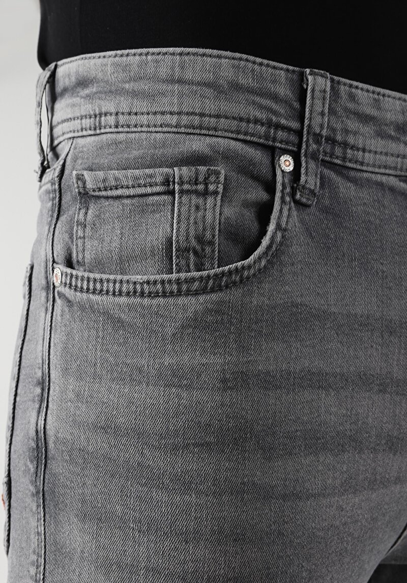 Afișați detalii pentru Blugi Gri Pentru Bărbați Cu Talie Înaltă Și Talie Înaltă