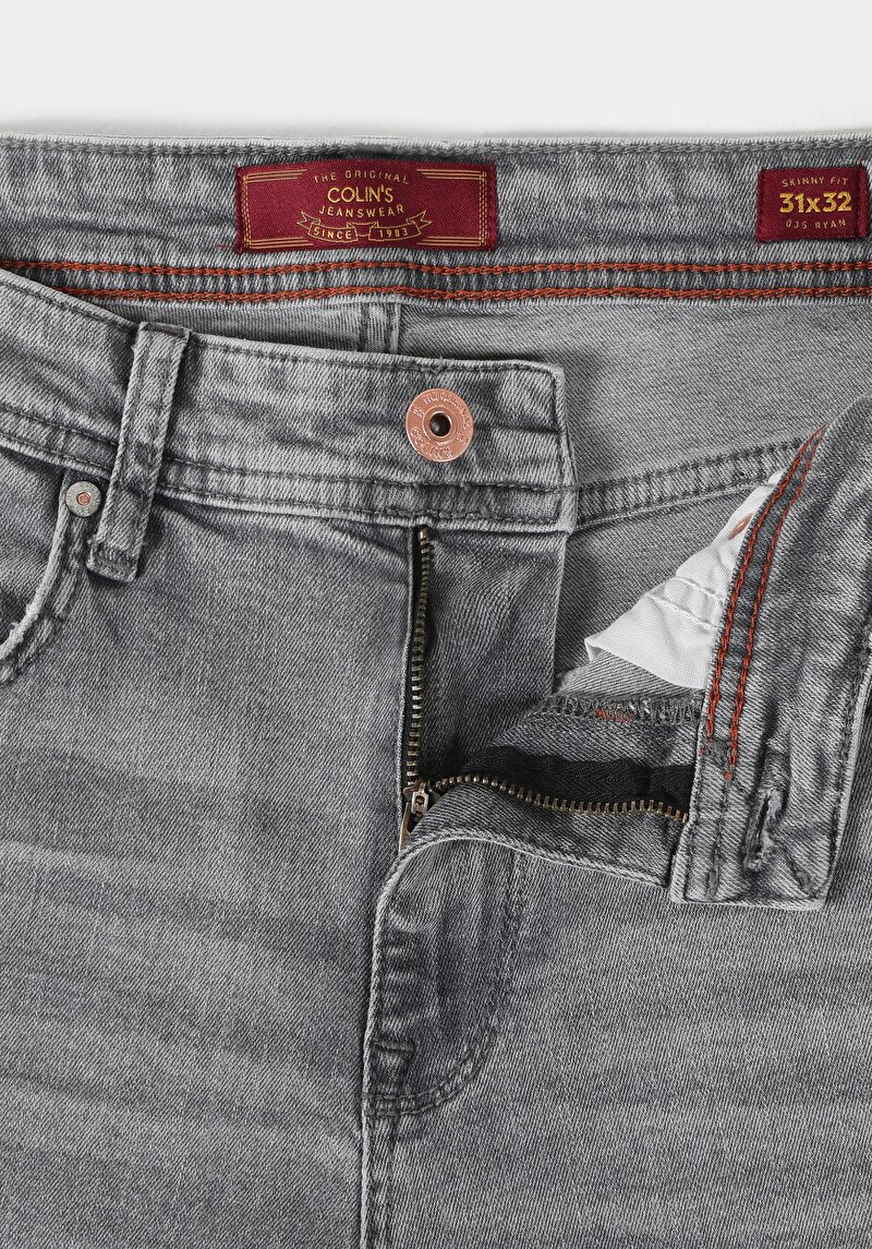 Afișați detalii pentru Blugi Gri Pentru Bărbați Cu Talie Înaltă Și Talie Înaltă