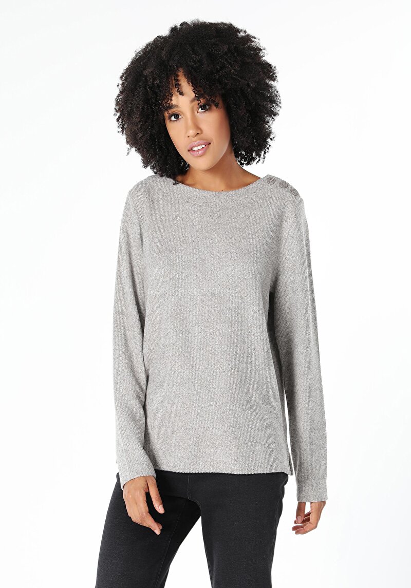 Imagine a Tricou Cu Maneca Lunga De Dama Gri Regular Fit  Cl1061377